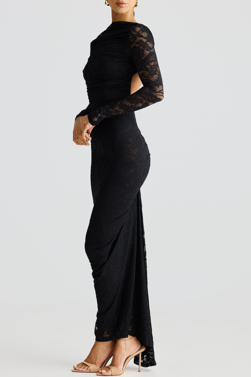 Chicyis Lace Maxi Dress - Elegant Hollowed Backless Bodycon Fit - CHICYIS