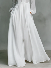 Chicyis White Maxi Dress - Single-Breasted & Stand-Up Collar Fit - CHICYIS